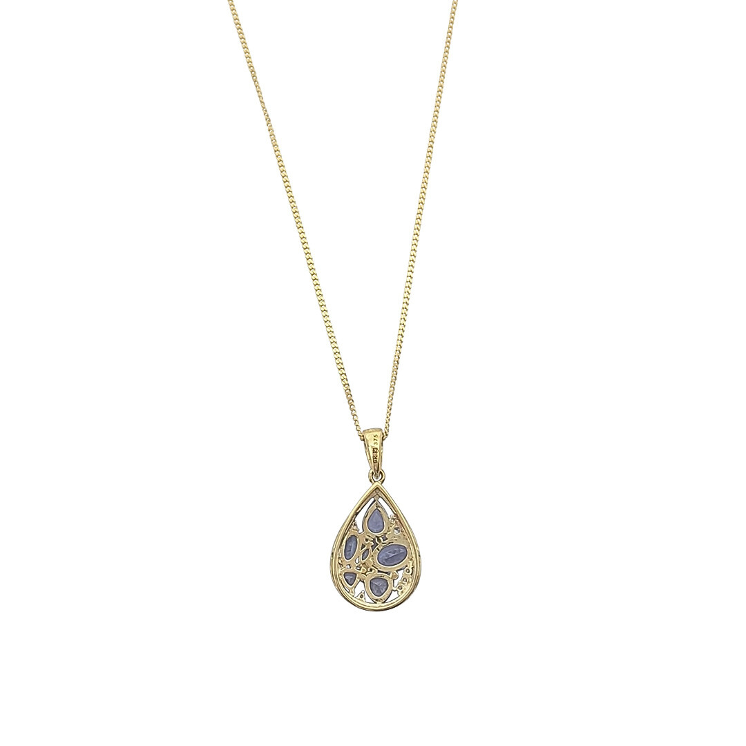 9ct Yellow Gold Tanzanite & Zircon Pendant
