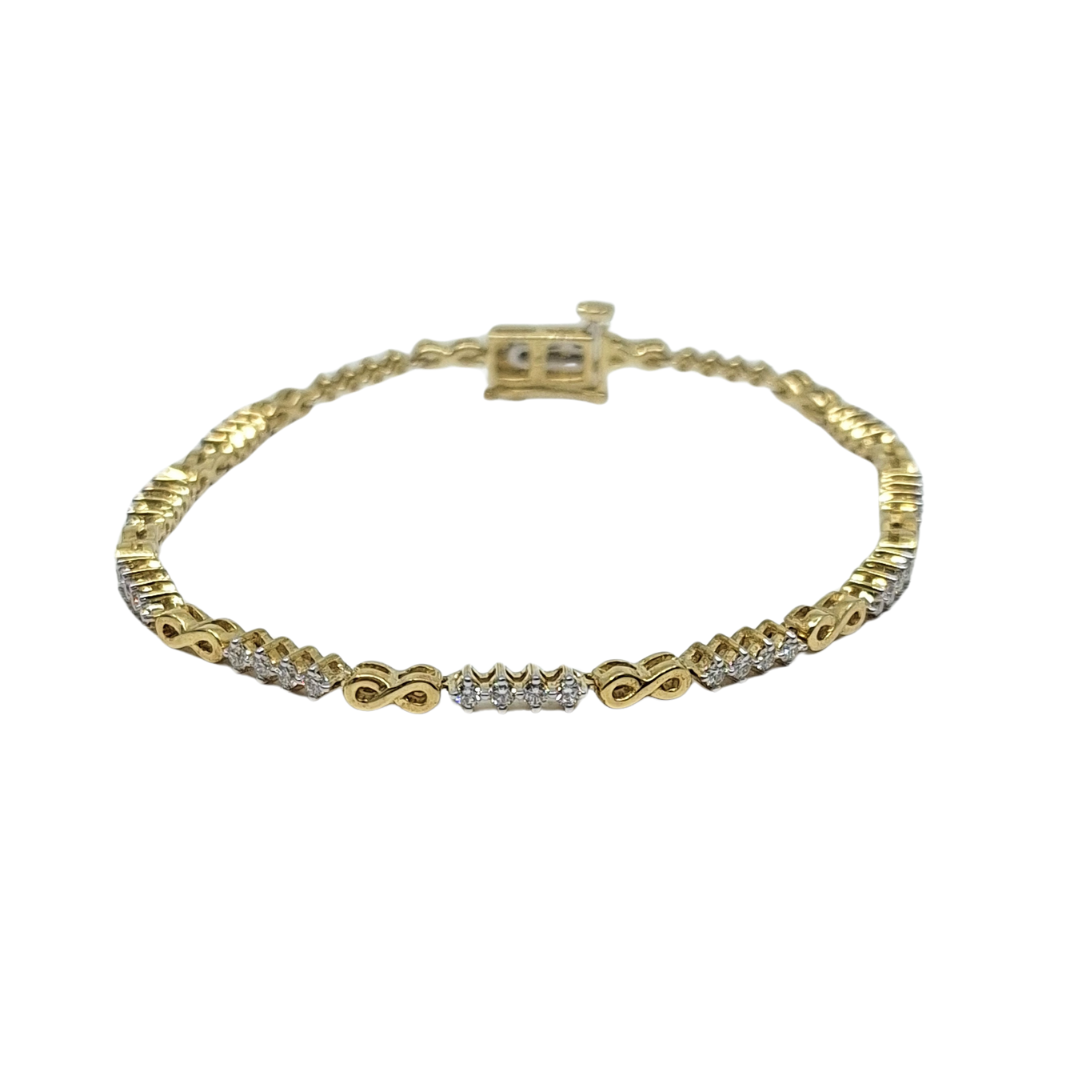 9ct Yellow Gold Diamond Bracelet 7.5"