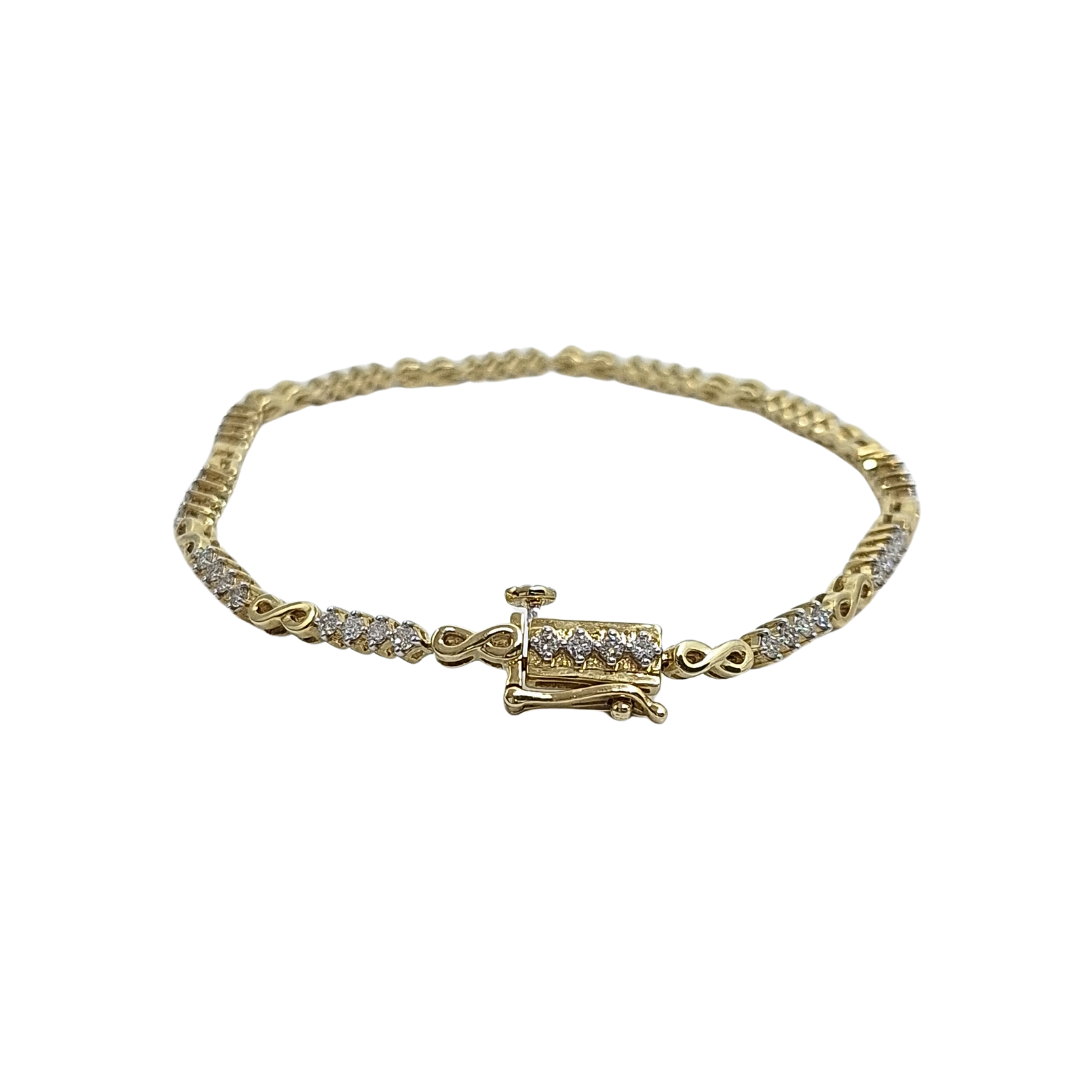 9ct Yellow Gold Diamond Bracelet 7.5"
