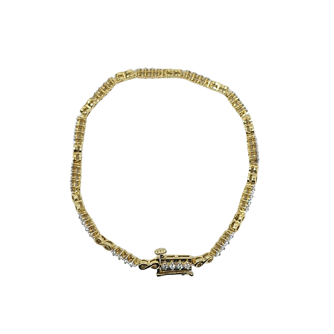 9ct Yellow Gold Diamond Bracelet 7.5"