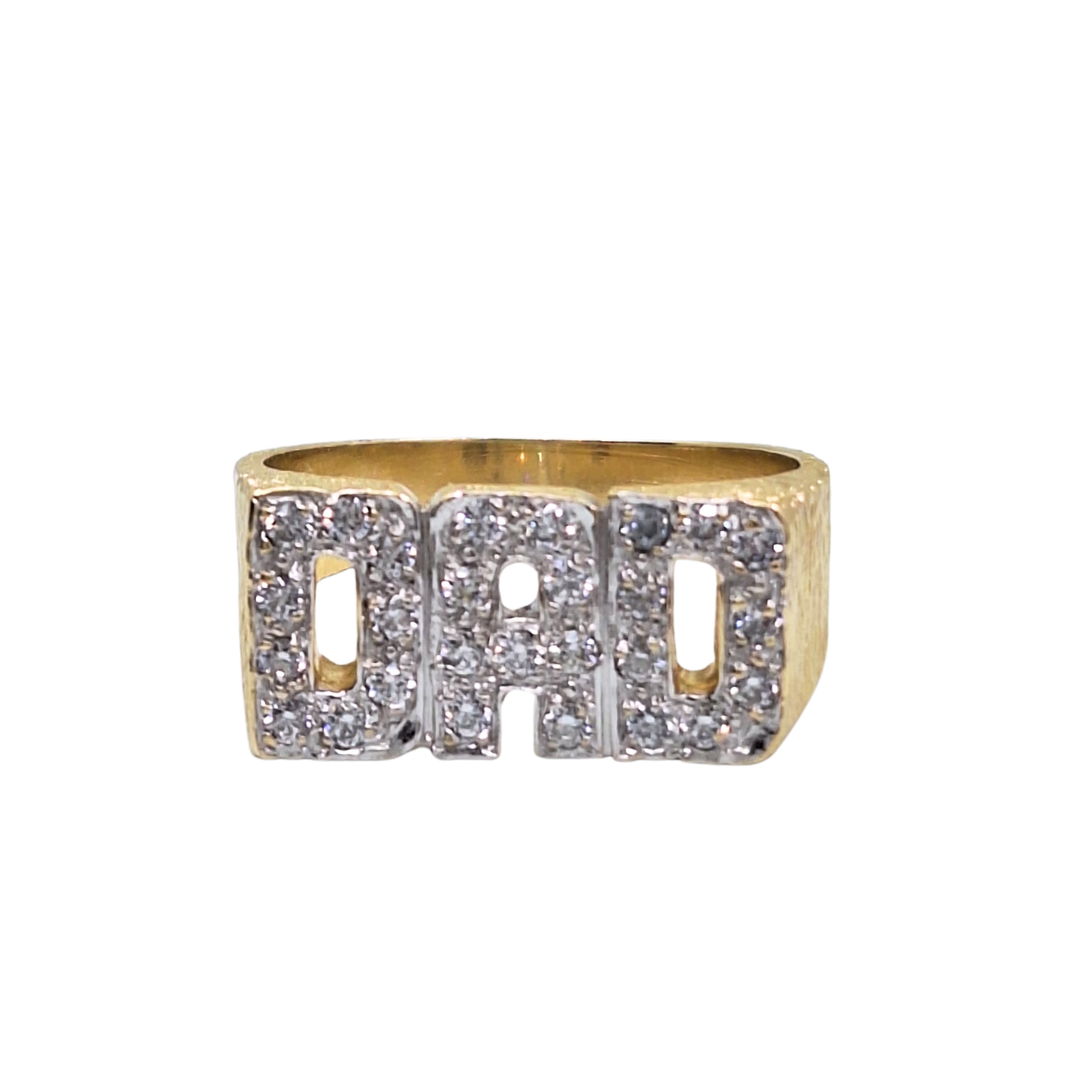9ct Yellow Gold Cubic Zirconia Dad Ring