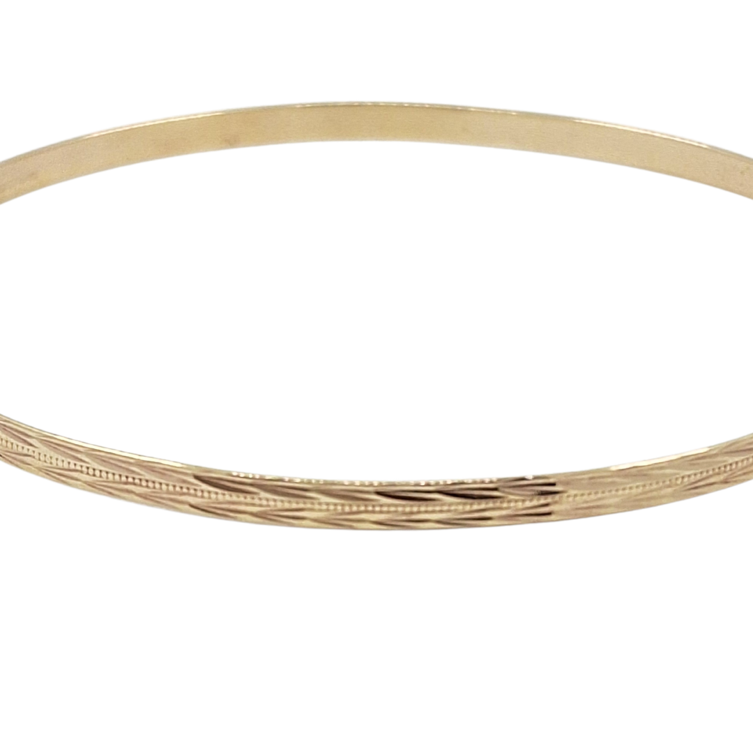 9ct Yellow Gold Patterned Slave Bangle