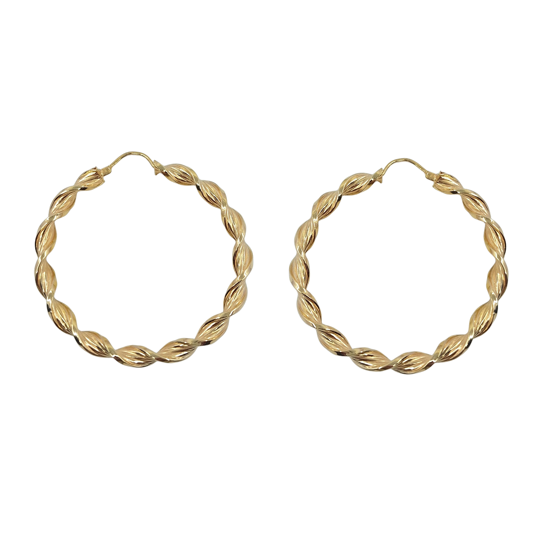 9ct Yellow Gold Twist Creole Earrings