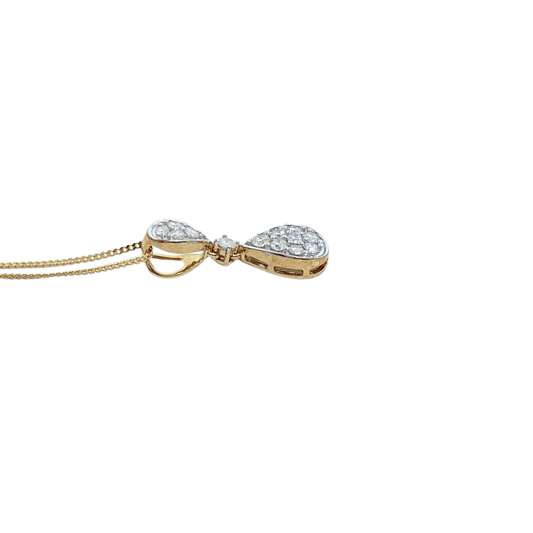 9ct Yellow Gold Teardrop Diamond Cluster Pendant 0.50ct
