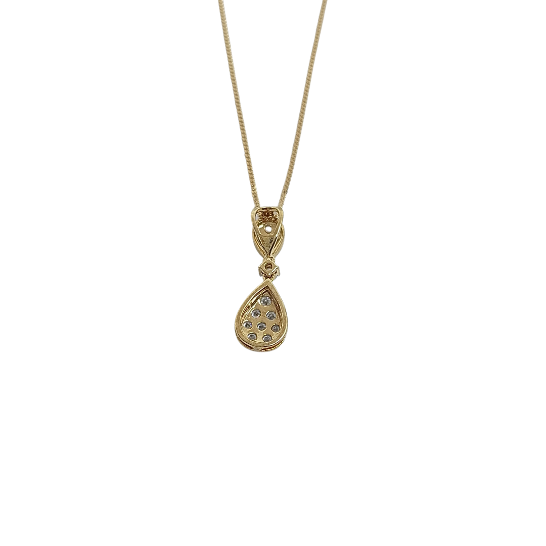 9ct Yellow Gold Teardrop Diamond Cluster Pendant 0.50ct