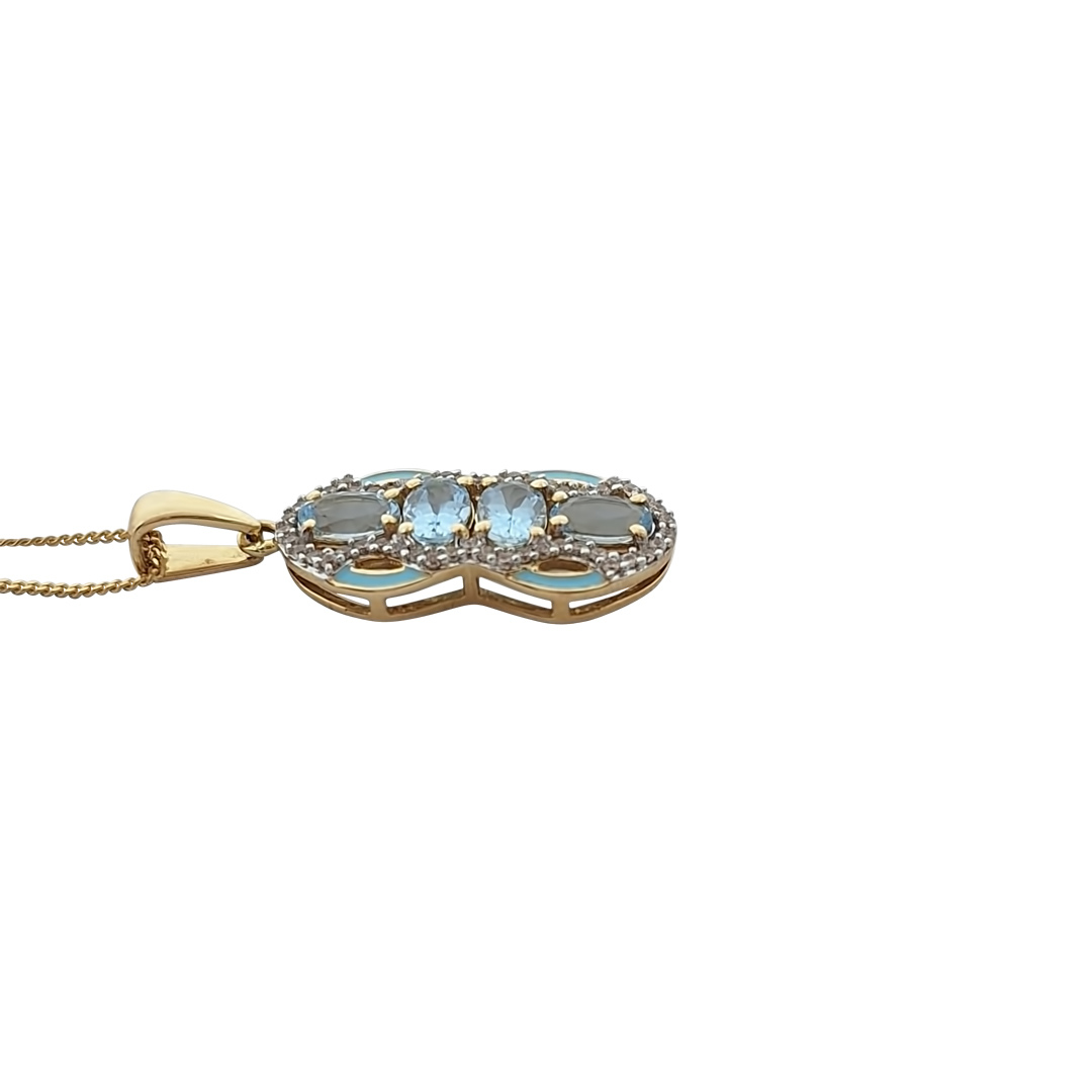 9ct Yellow Gold Aquamarine & Zircon Pendant 1.85ct