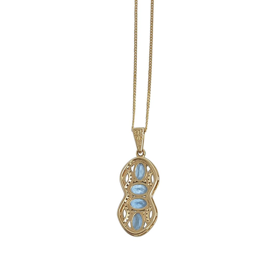 9ct Yellow Gold Aquamarine & Zircon Pendant 1.85ct