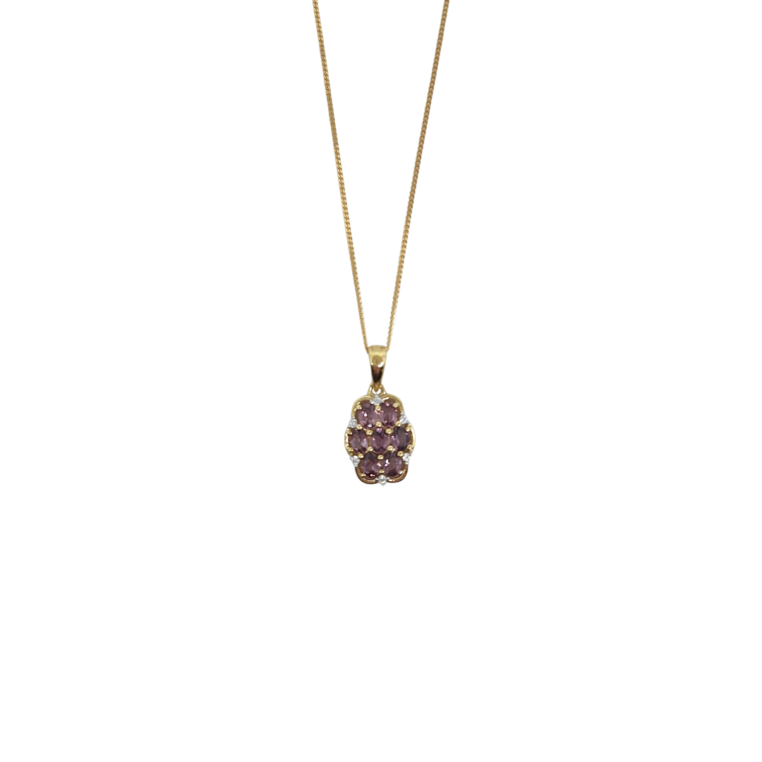 9ct Yellow Gold Purple Spinel & Zircon Pendant 1.40ct