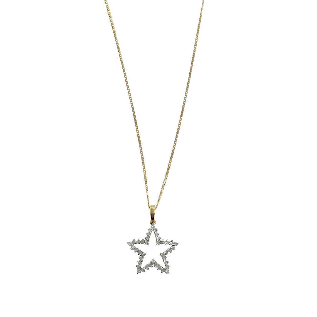 9ct Yellow Gold Diamond Star Pendant 0.50ct