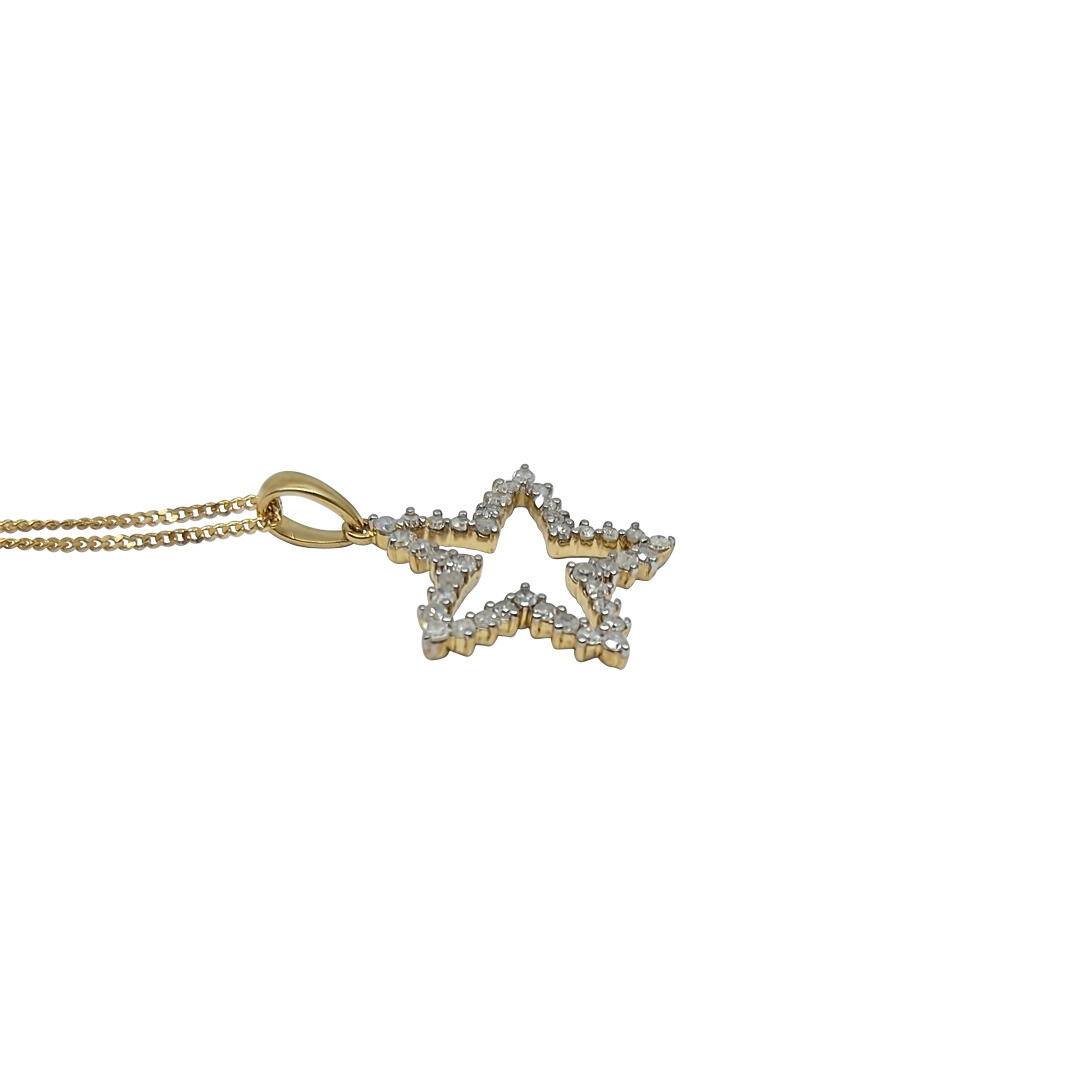 9ct Yellow Gold Diamond Star Pendant 0.50ct