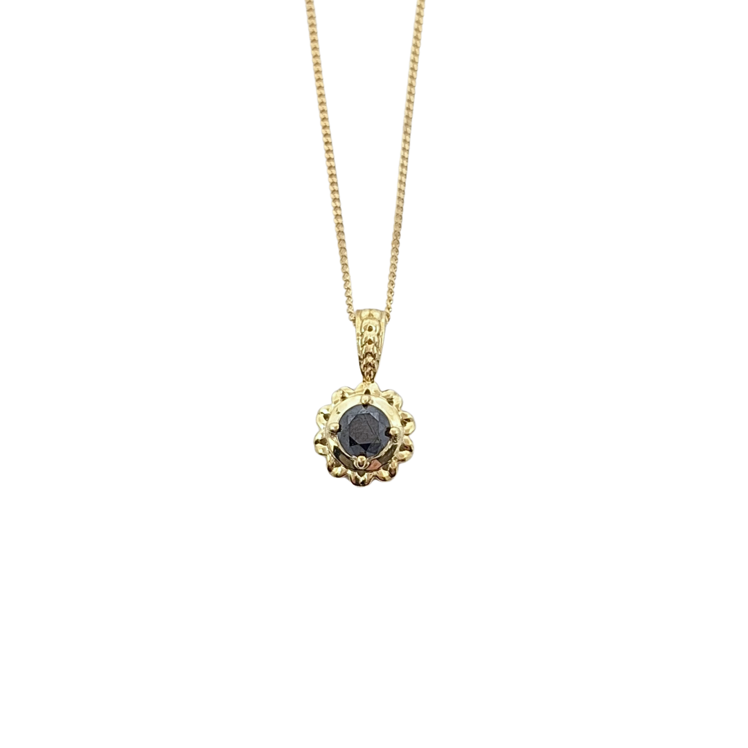 9ct Yellow Gold Black Diamond Pendant 0.58ct