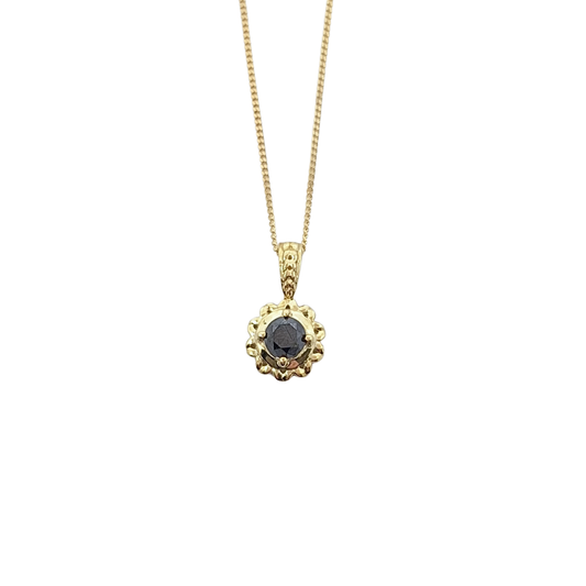 9ct Yellow Gold Black Diamond Pendant 0.58ct