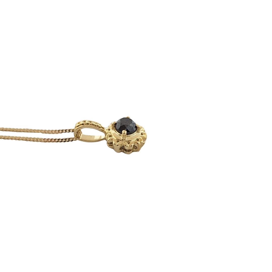 9ct Yellow Gold Black Diamond Pendant 0.58ct