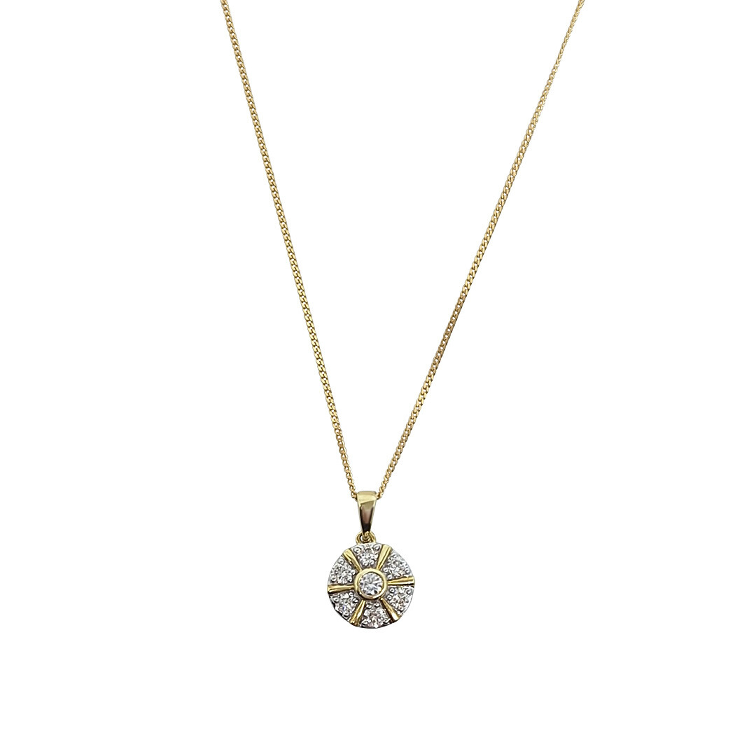 9ct Yellow Gold Diamond Cluster Pendant 0.51ct