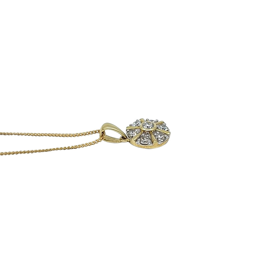 9ct Yellow Gold Diamond Cluster Pendant 0.51ct
