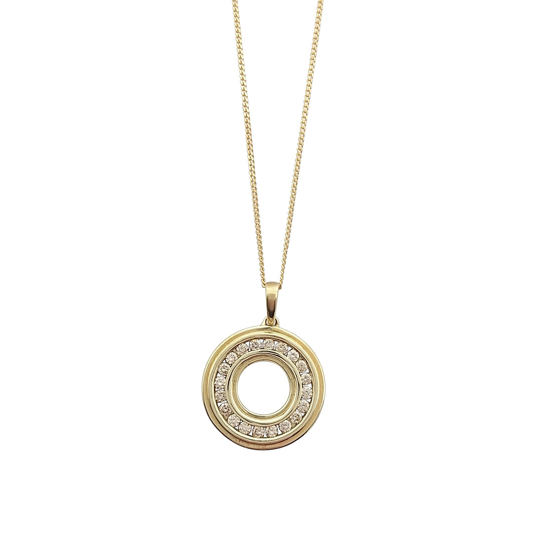 9ct Yellow Gold Champagne Diamond Circle Pendant 0.51ct