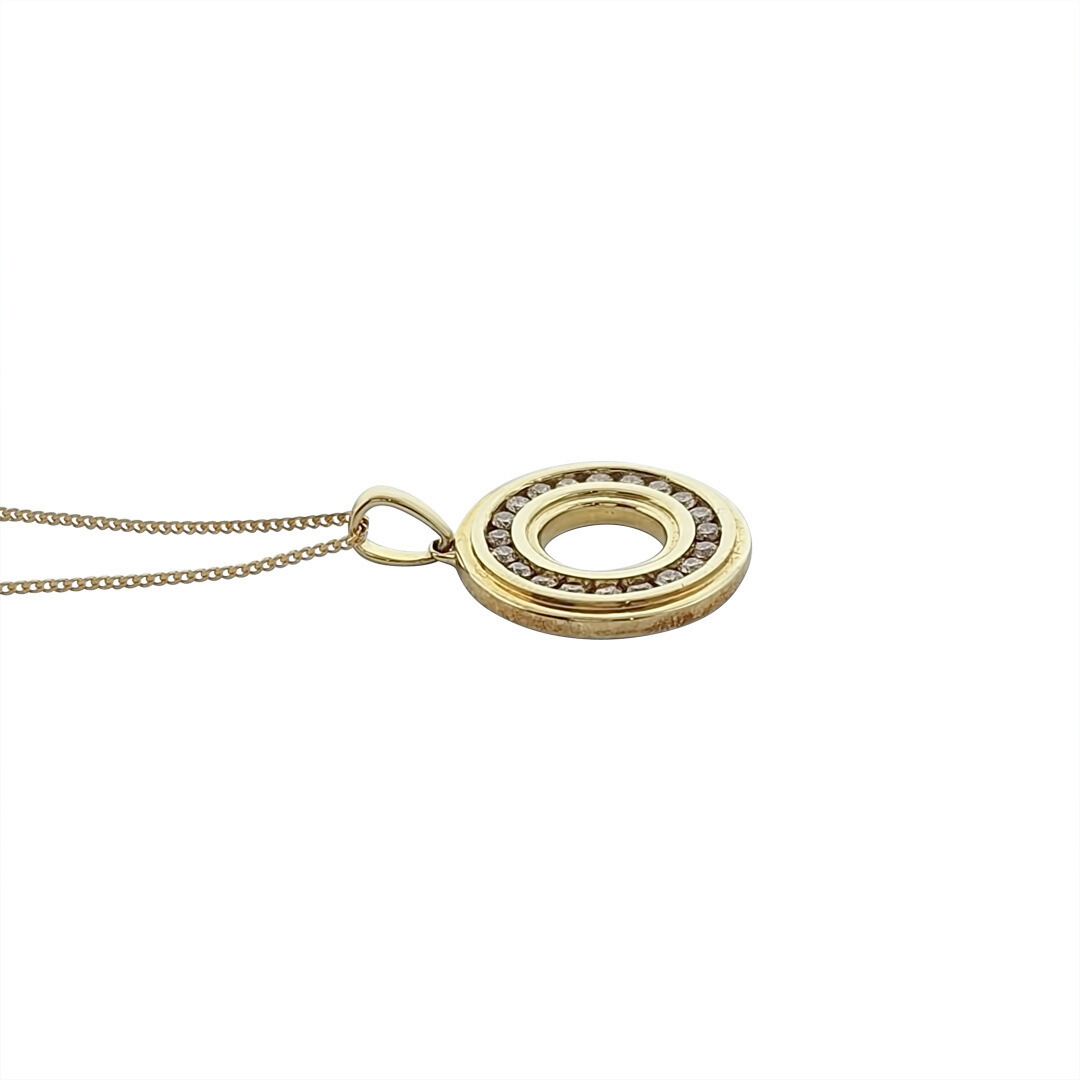9ct Yellow Gold Champagne Diamond Circle Pendant 0.51ct