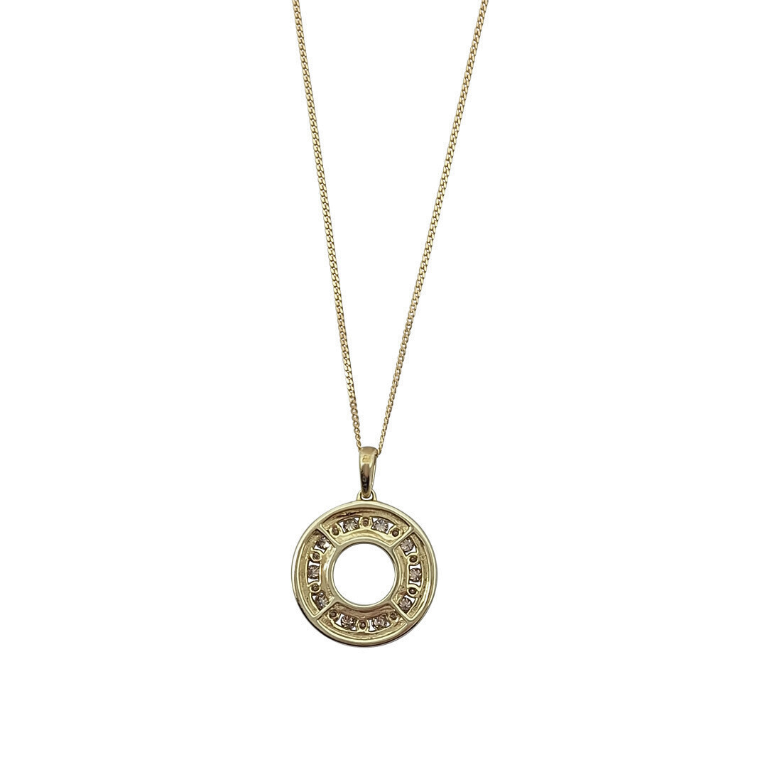 9ct Yellow Gold Champagne Diamond Circle Pendant 0.51ct