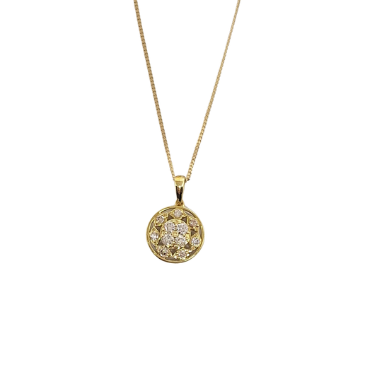 9ct Yellow Gold Champagne  Diamond Cluster Pendant 0.50ct