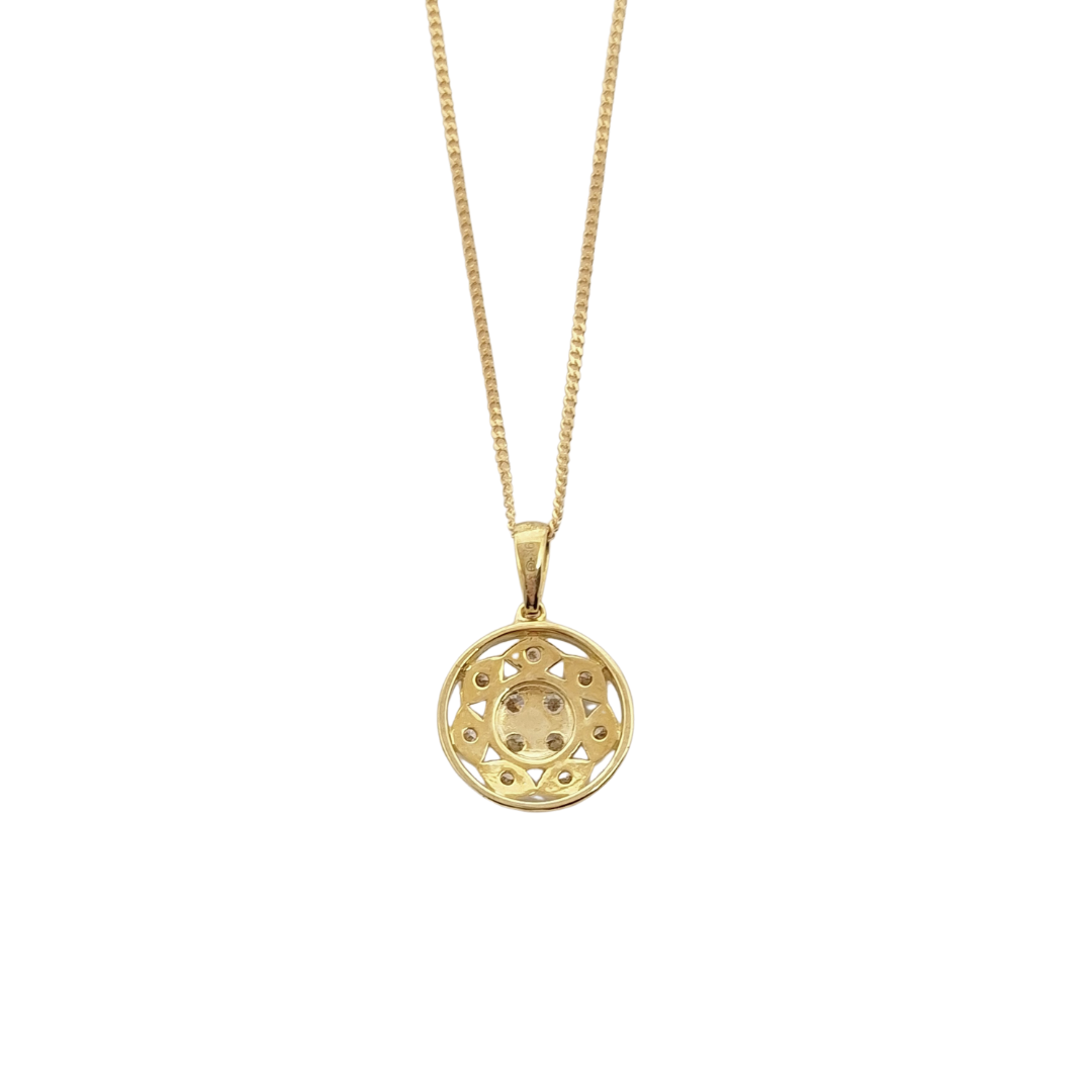 9ct Yellow Gold Champagne  Diamond Cluster Pendant 0.50ct
