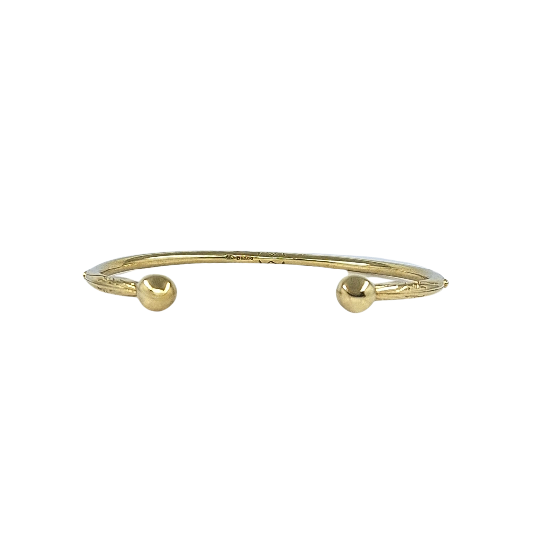 9ct Yellow Gold Patterned Torque Bangle