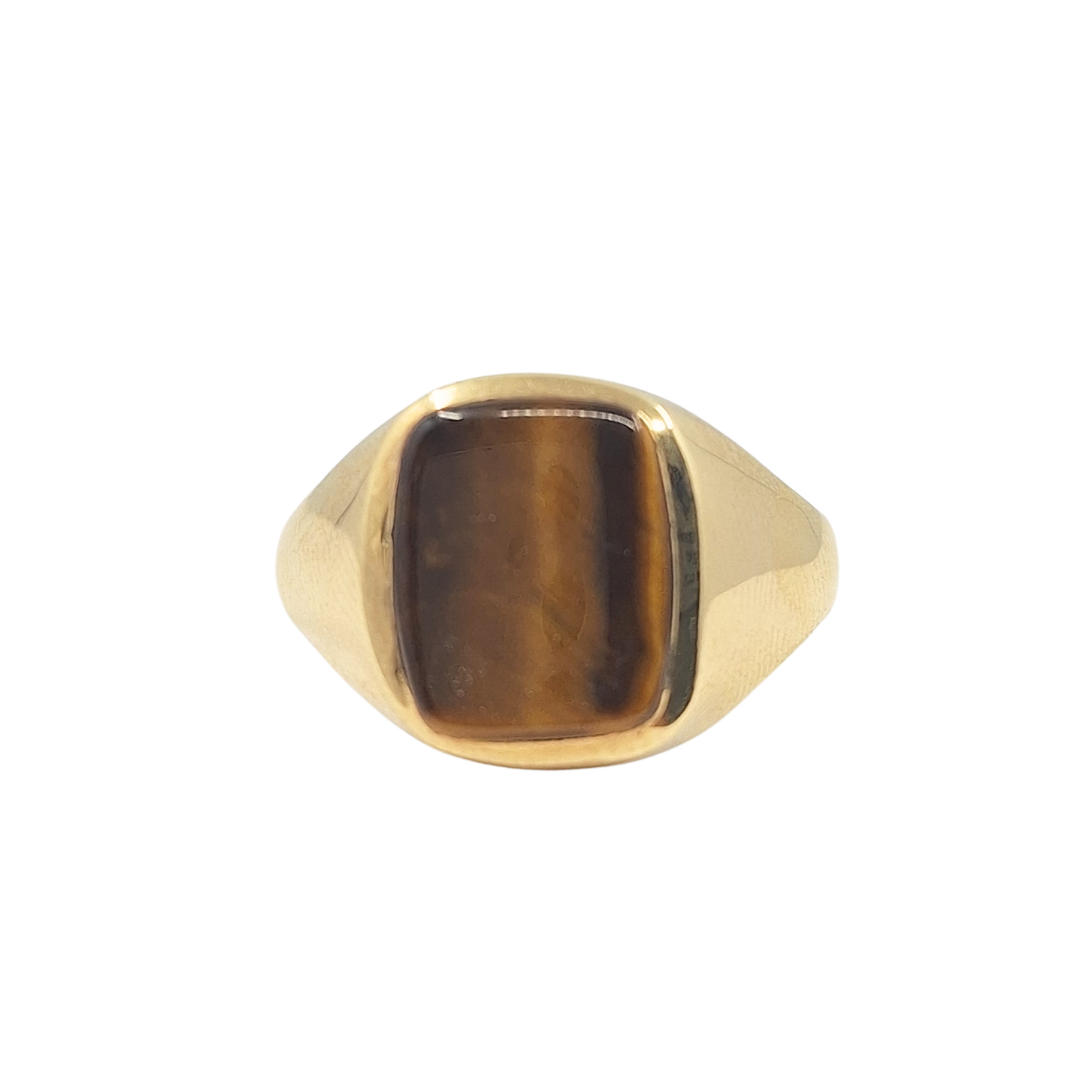 9ct Yellow Gold Tigers Eye Signet Ring
