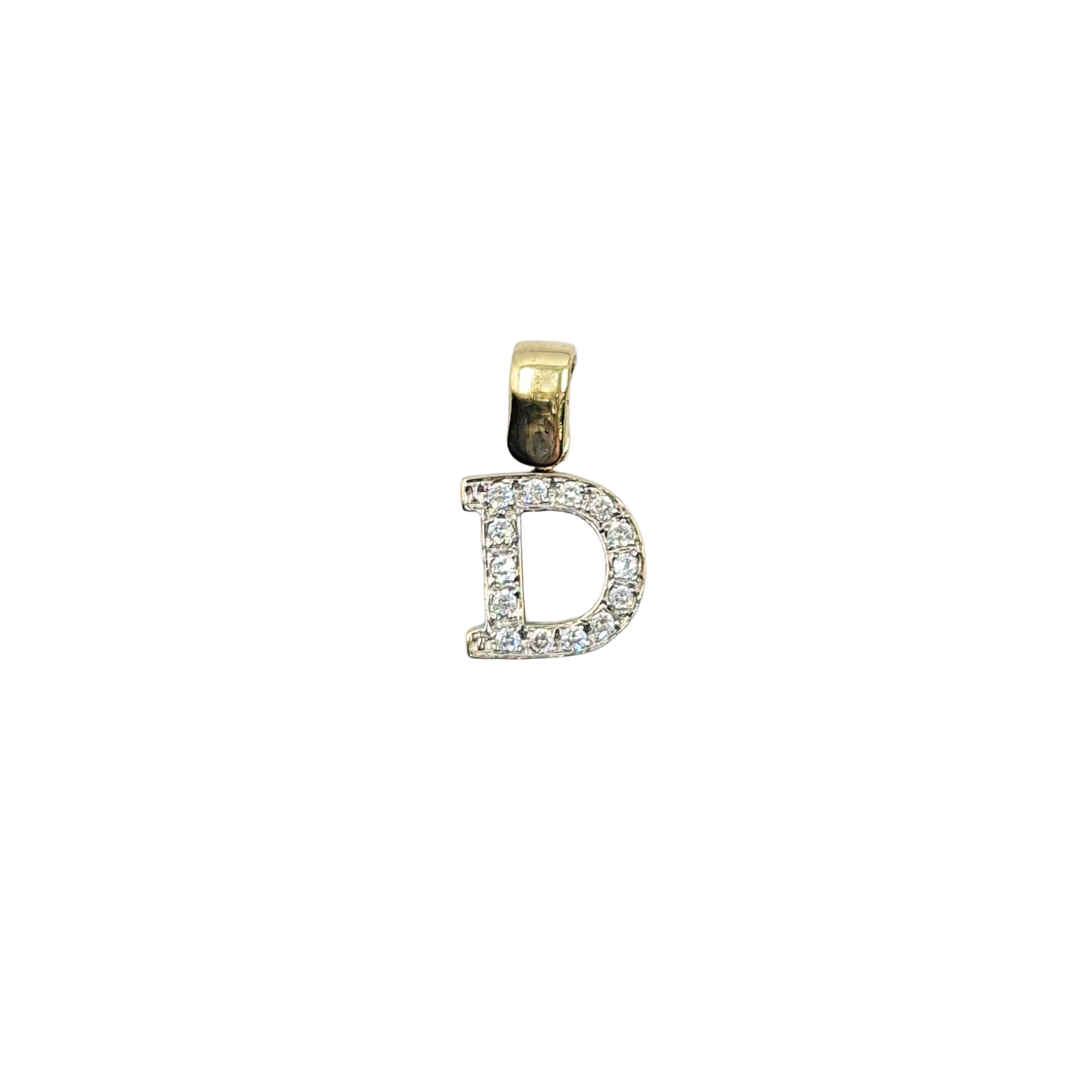 9ct Yellow Gold CZ D Initial Pendant