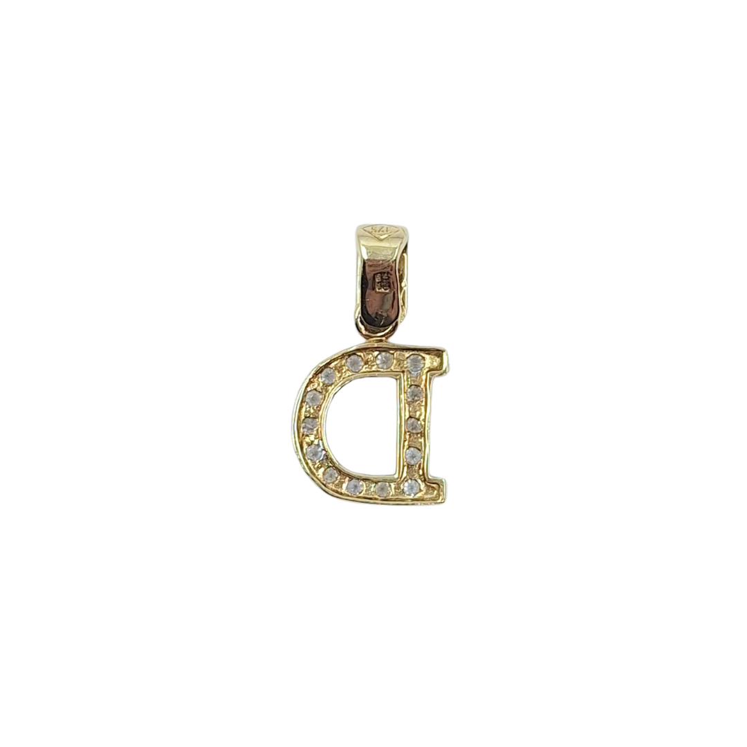 9ct Yellow Gold CZ D Initial Pendant