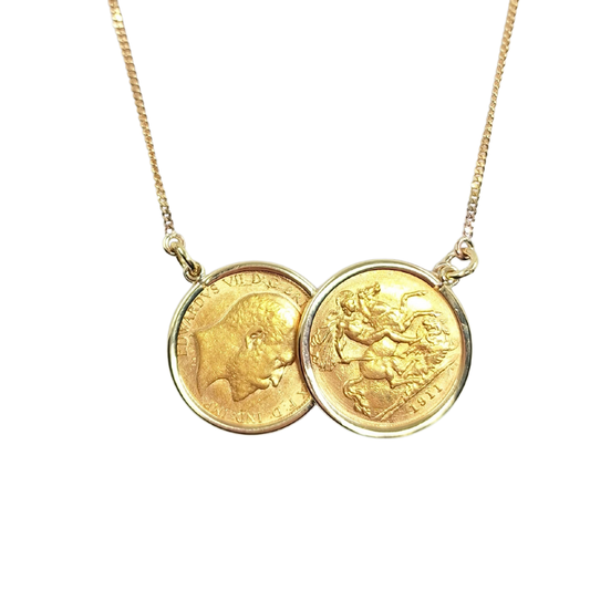 Half Sovereign Double Necklace 1911 & 1909 21"