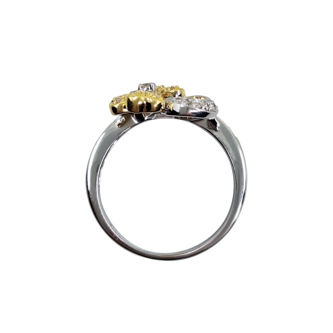 18ct 2 Colour Gold Diamond Flower Cluster Ring