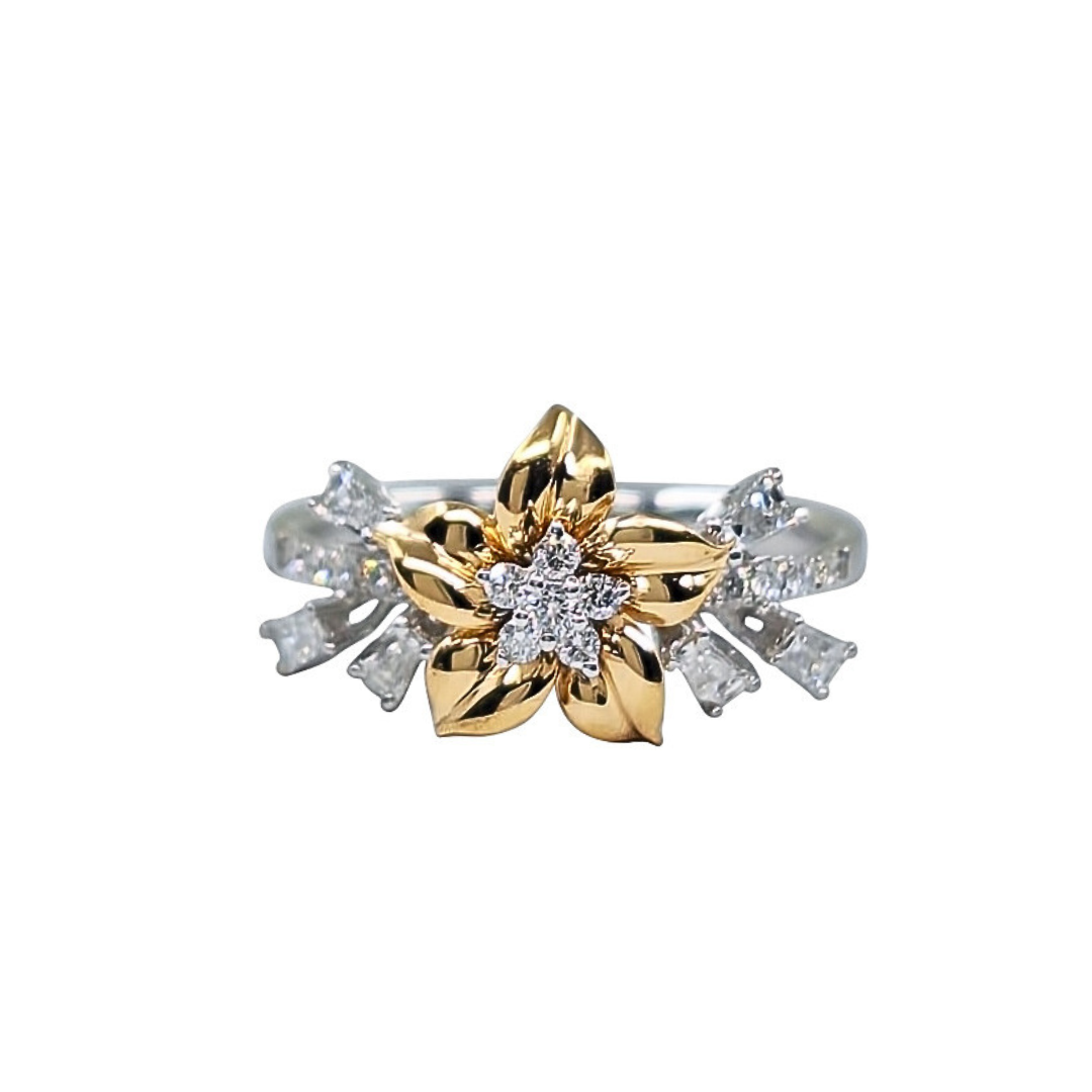 18ct 2 Colour Gold Diamond Cluster Ring 0.36ct