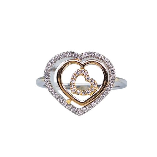 18ct 2 Colour Gold Diamond Heart Cluster Ring 0.3ct