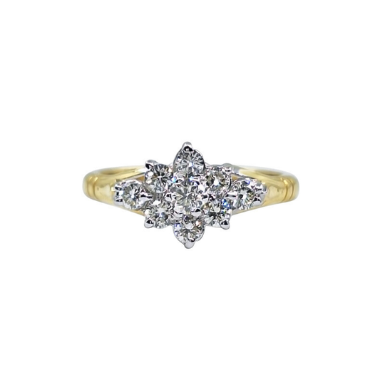 18ct Yellow Gold Diamond Cluster Ring 0.66ct