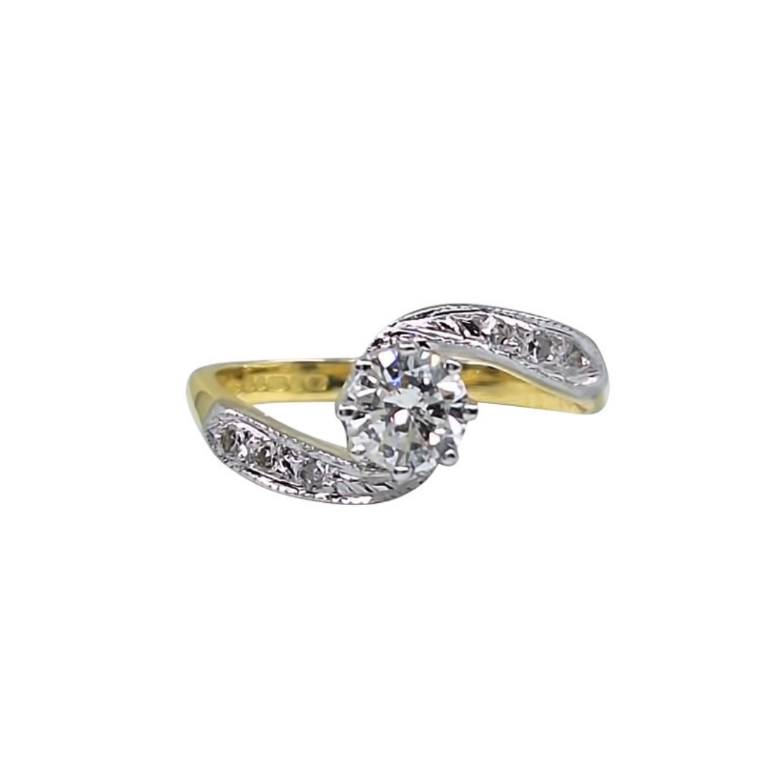18ct Yellow Gold Diamond Twist Solitaire Ring 0.5ct
