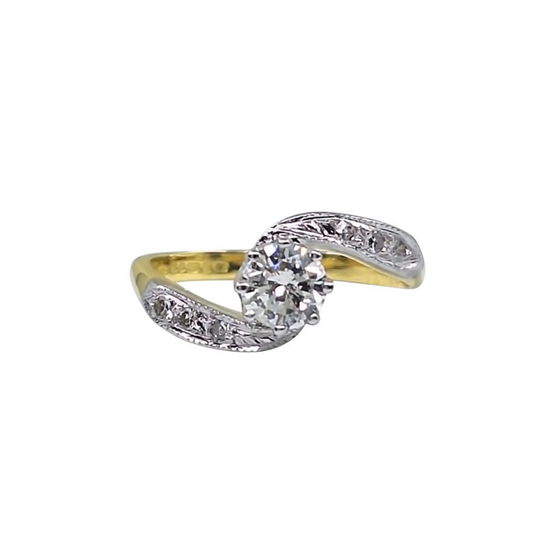 18ct Yellow Gold Diamond Twist Solitaire Ring 0.5ct