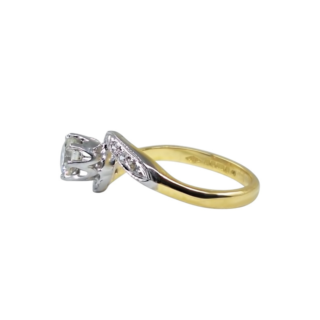 18ct Yellow Gold Diamond Twist Solitaire Ring 0.5ct