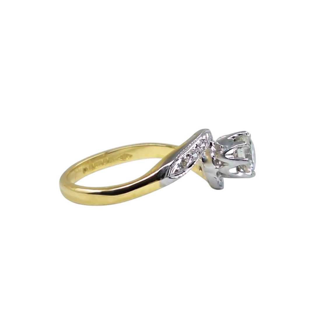 18ct Yellow Gold Diamond Twist Solitaire Ring 0.5ct