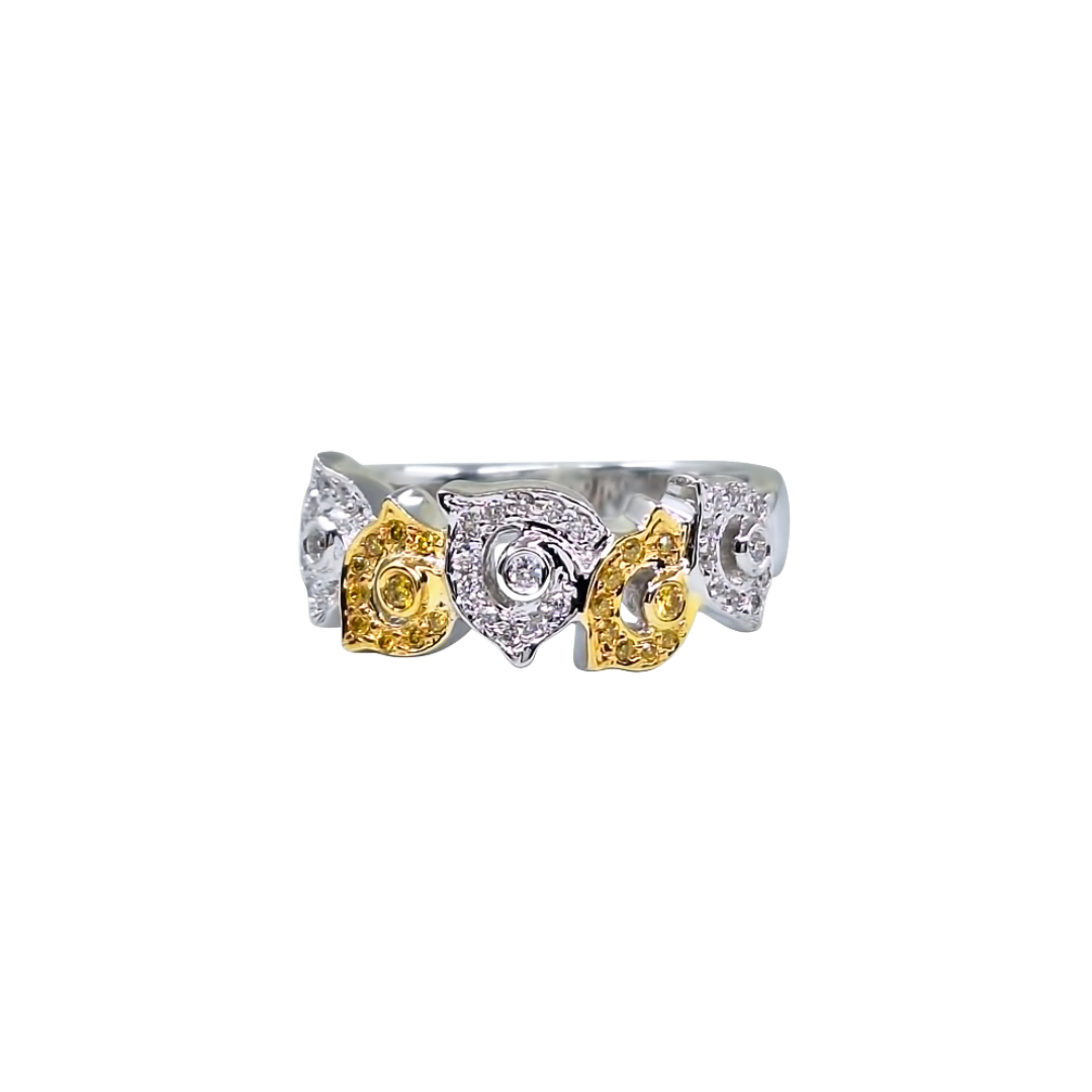 18ct 2 Colour Gold Diamond Flower Band Ring 0.25ct