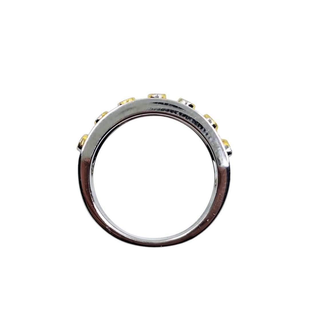 18ct 2 Colour Gold Yellow & White Diamond Band Ring 0.45ct
