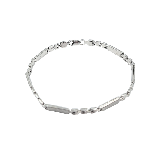 18ct White Gold Bar Link Bracelet 8.5"