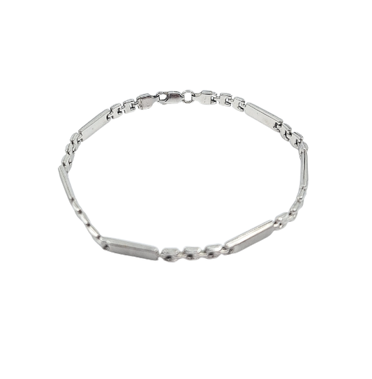 18ct White Gold Bar Link Bracelet 8.5"