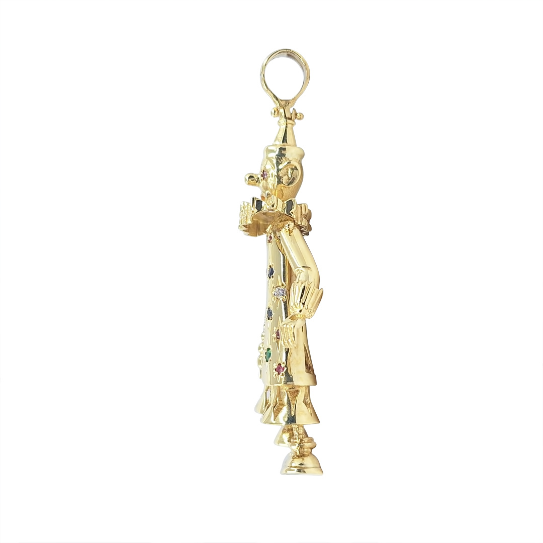 9ct Yellow Gold CZ Clown Pendant
