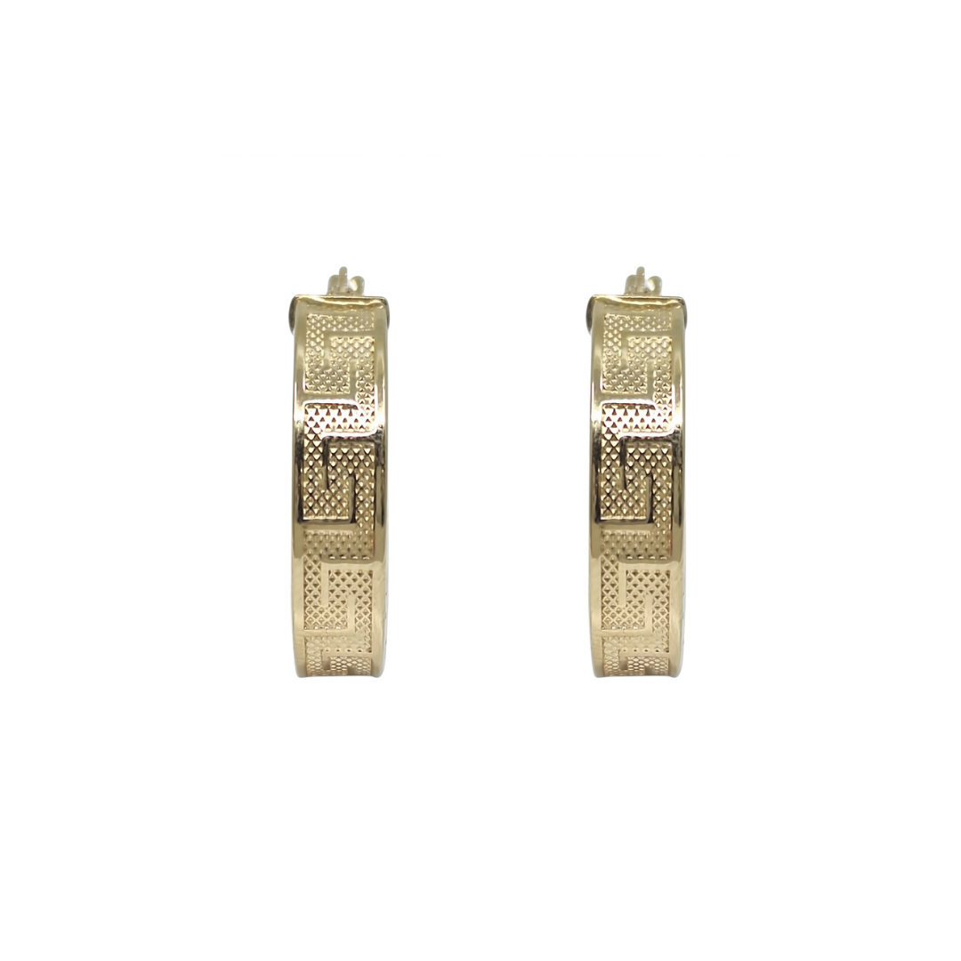 18ct Yellow Gold Patterned Creole Earrings