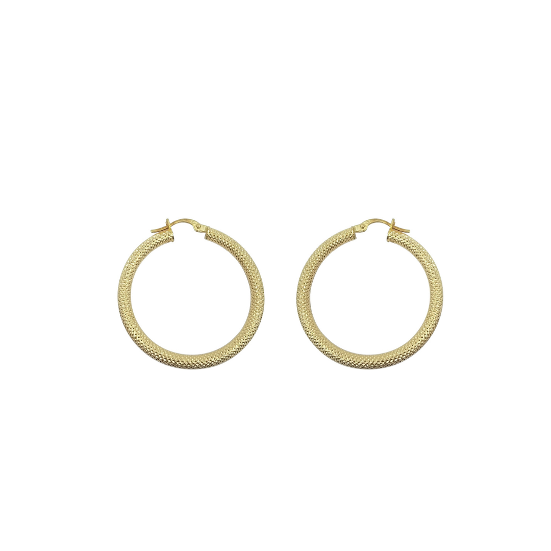 18ct Yellow Gold Patterned Hoops