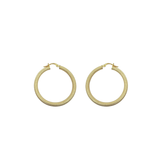 18ct Yellow Gold Patterned Hoops
