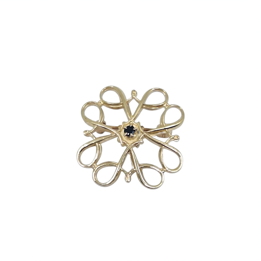 9ct Yellow Gold Sapphire Set Brooch
