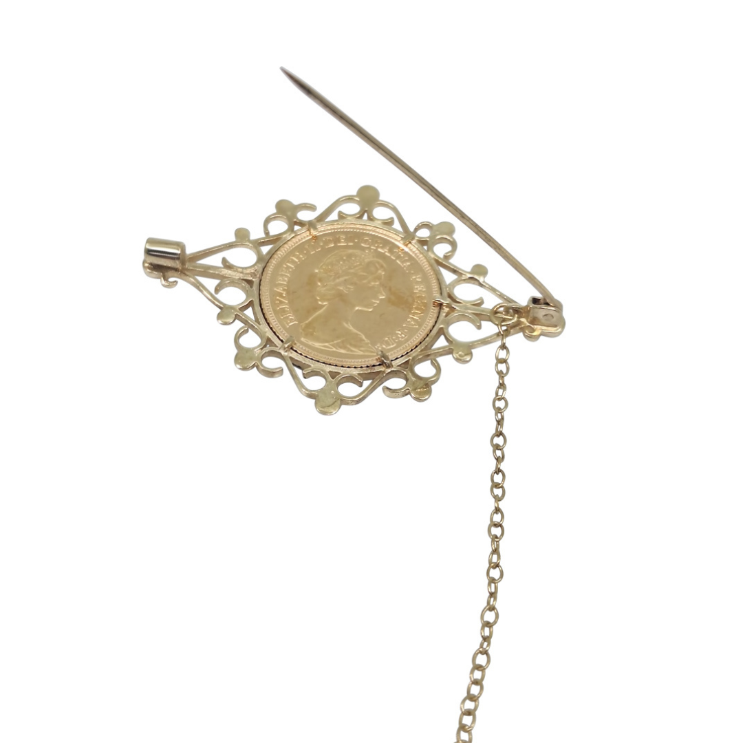 Half Sovereign Brooch 1982