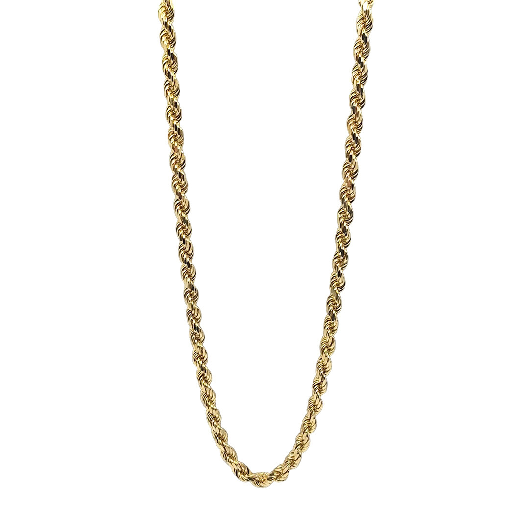 9ct Yellow Gold Solid Rope Chain 28"