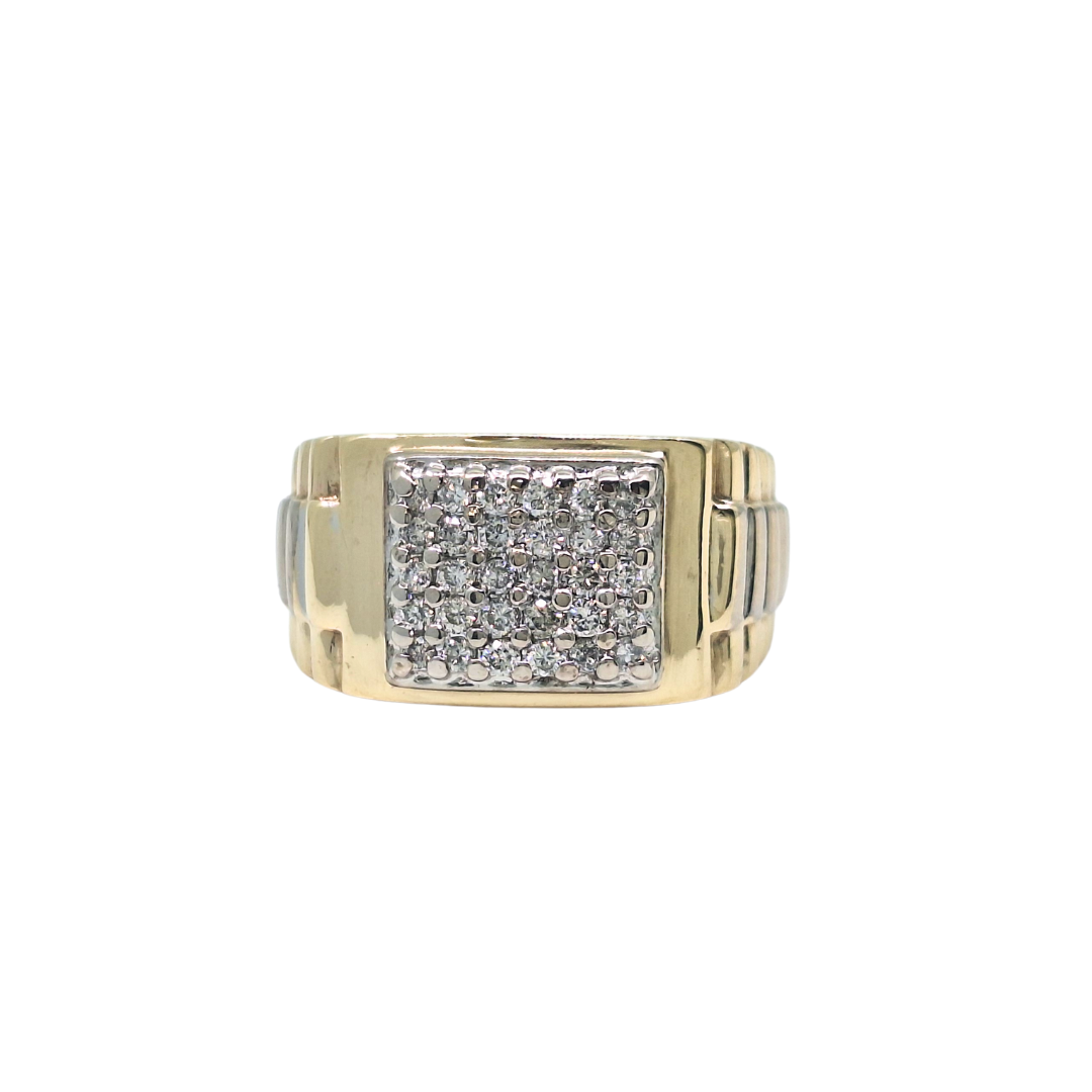 9ct Yellow Gold Diamond Rolex Style Ring 0.50ct