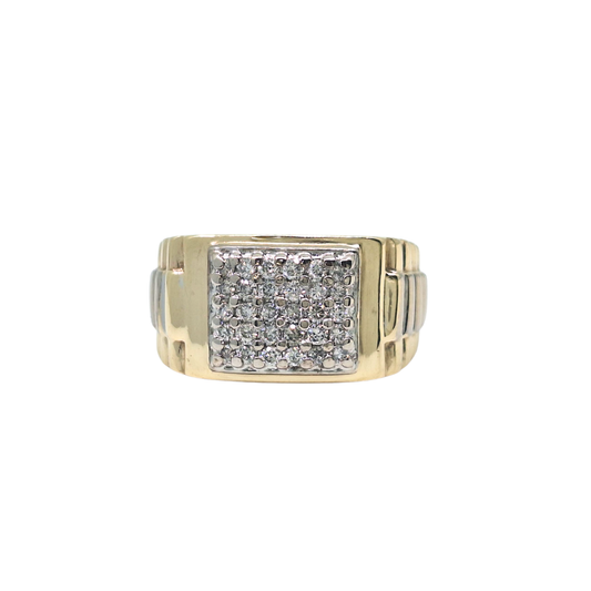 9ct Yellow Gold Diamond Rolex Style Ring 0.50ct